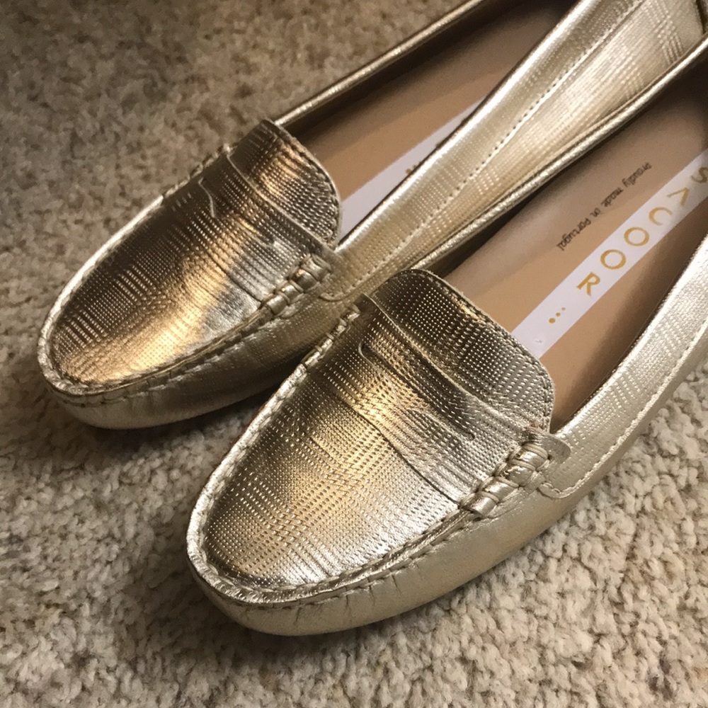 Sacoor Brothers Metallic Gold Loafer Size 40
